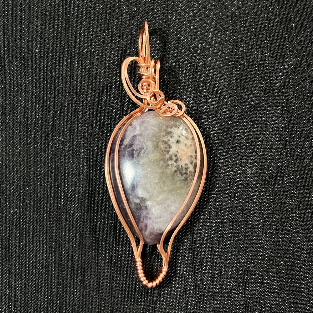 Amethyst Copper Wire Wrapped Pendant Necklace Ear… - image 1